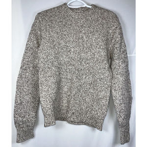 Vintage LL Bean Wool Sweater Women’s Size Small White Brown Wool Blend Knit
